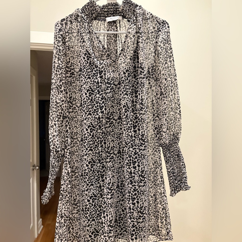 Bailey 44 black and white Animal Print Long Sleeve Dress with lining
